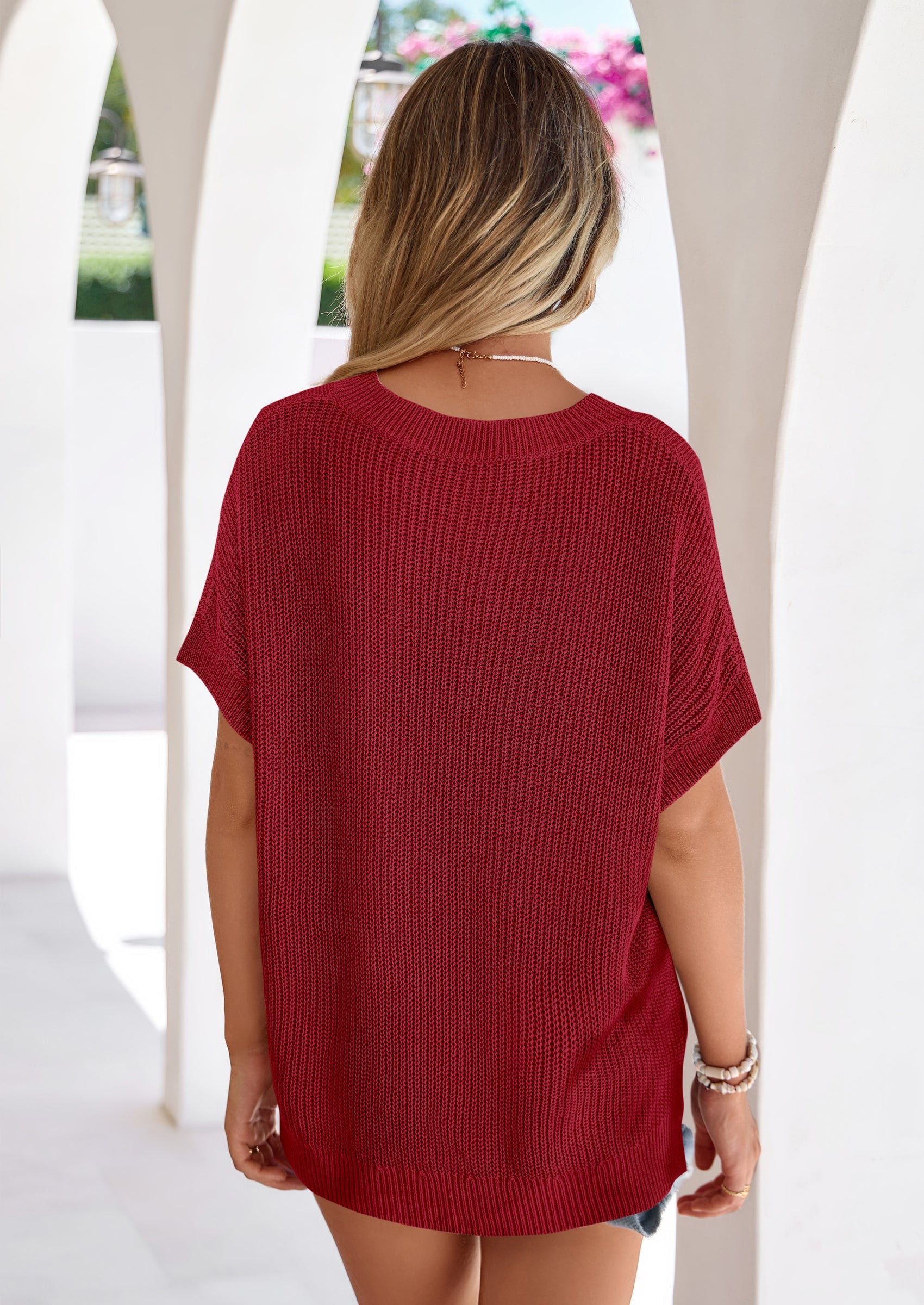 PRETTYGARDEN Women's Spring Short Sleeve Sweaters Lightweight V Neck Casual Going Out Summer T PRETTYGARDEN