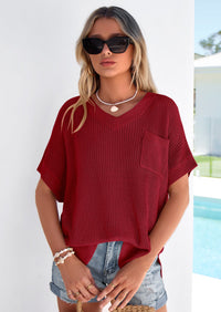 PRETTYGARDEN Women's Spring Short Sleeve Sweaters Lightweight V Neck Casual Going Out Summer T PRETTYGARDEN