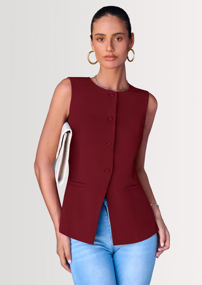 PRETTYGARDEN Women's Suit Vest Tops Summer Dressy Casual Business Button Sleeveless Trendy Fashion Blazer Waistcoat