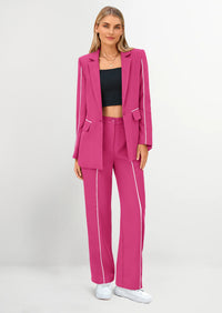 PRETTYGARDEN 2 Piece Blazer Outfits Business Casual Oversized Jacket Wide Leg Work Pants Dressy Suit Set