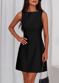 PRETTYGARDEN Womens Formal Short Dresses Summer Sleeveless Boat Neck A Line Elegant Mini Cocktail Party Dress