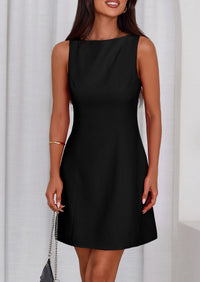 PRETTYGARDEN Womens Formal Short Dresses Summer Sleeveless Boat Neck A Line Elegant Mini Cocktail Party Dress