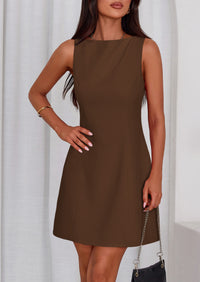 PRETTYGARDEN Womens Formal Short Dresses Summer Sleeveless Boat Neck A Line Elegant Mini Cocktail Party Dress