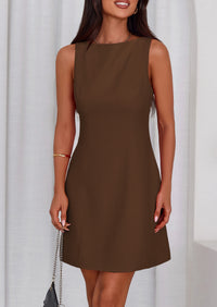 PRETTYGARDEN Womens Formal Short Dresses Summer Sleeveless Boat Neck A Line Elegant Mini Cocktail Party Dress