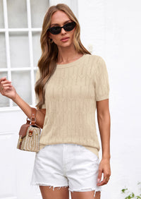 PRETTYGARDEN Women's Spring Short Sleeve Sweater Knit Going Out Tops Work Shirts Trendy Summer Business Casual Outfits