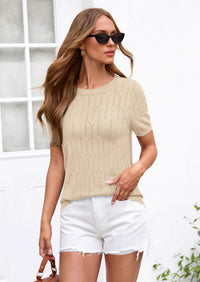PRETTYGARDEN Women's Spring Short Sleeve Sweater Knit Going Out Tops Work Shirts Trendy Summer Business Casual Outfits