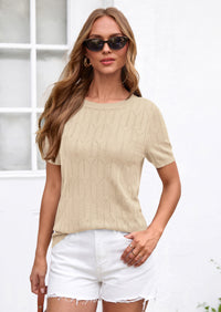 PRETTYGARDEN Women's Spring Short Sleeve Sweater Knit Going Out Tops Work Shirts Trendy Summer Business Casual Outfits