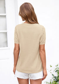 PRETTYGARDEN Women's Spring Short Sleeve Sweater Knit Going Out Tops Work Shirts Trendy Summer Business Casual Outfits