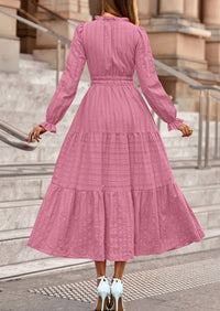 PRETTYGARDEN Women's Fall Wedding Guest Dresses Long Sleeve V Neck Flowy Elegant Holiday Party Maxi Dress with Pockets