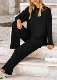 PRETTYGARDEN Women's 2 Piece Outfits Casual Short Sleeve Pullover Tops and Wide Leg Pants Lounge Sets Tracksuits