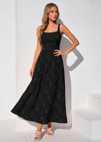 PRETTYGARDEN Womens Summer Maxi Dresses Casual Sleeveless Square Neck Jacquard Flowy Wedding Guest Beach Boho Long Dress