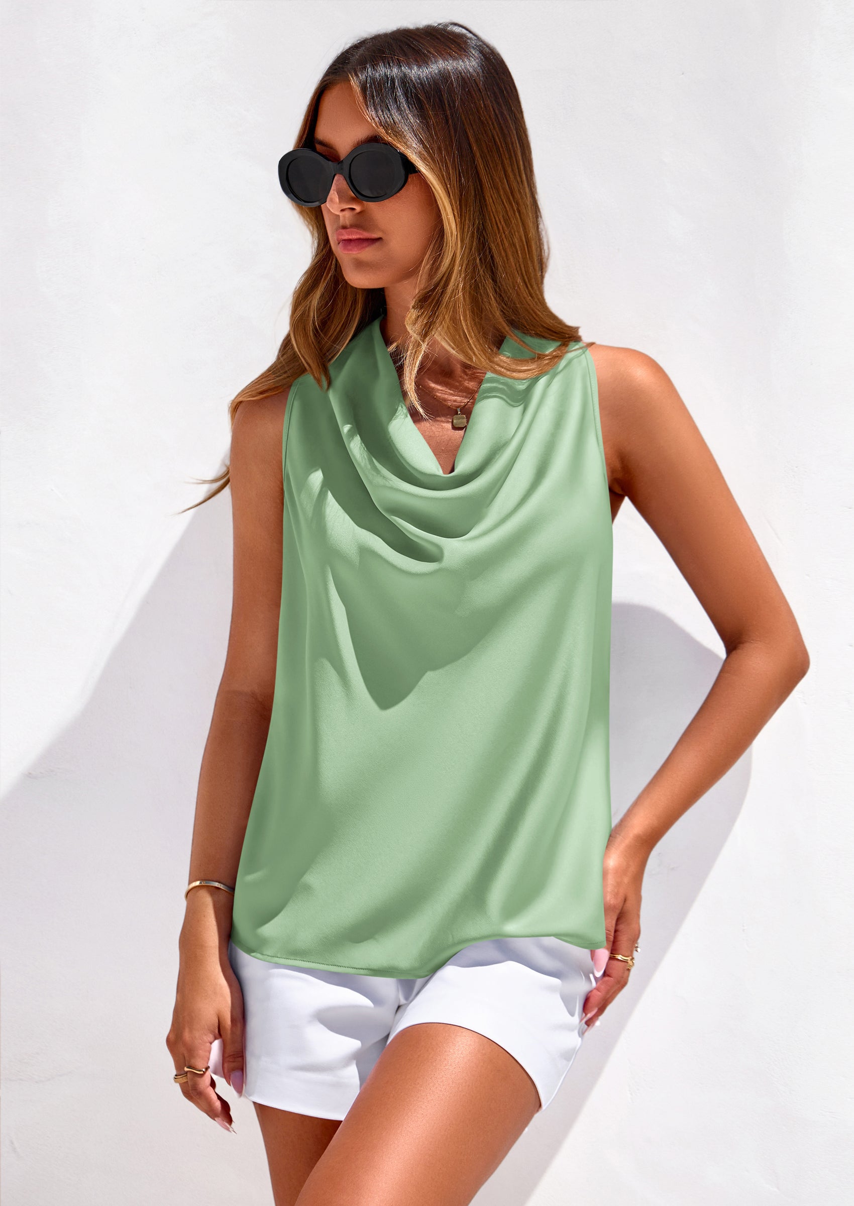 PRETTYGARDEN Women's Tie Halter Going Out Tops Summer Cowl Neck Vest Backless Sleeveless Tank Top Party Date Outfits PRETTYGARDEN