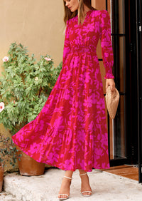 PRETTYGARDEN Women's Floral Maxi Dress Spring Long Sleeve V Neck Casual A Line Long Flowy Boho Party Dresses