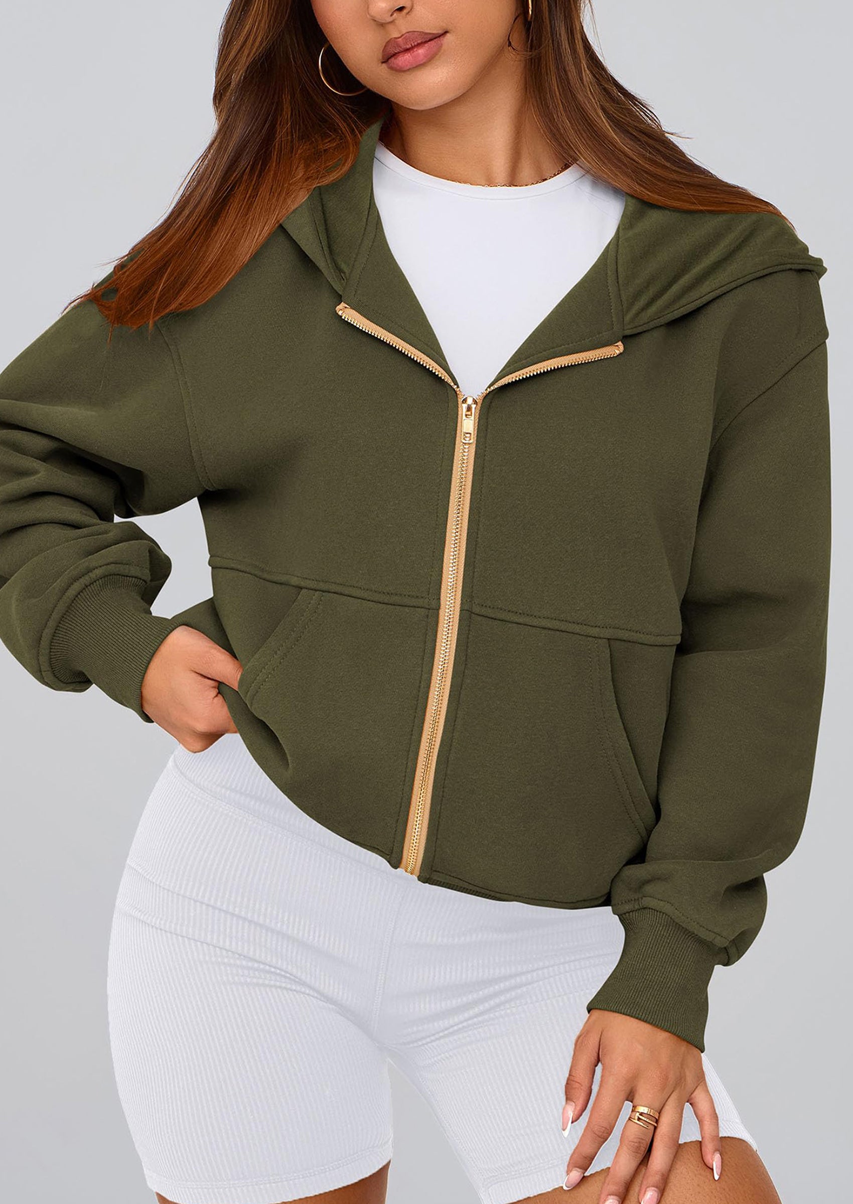 PRETTYGARDEN Hoodies For Women Sweatshirt Zip Up Hoodie Fall Fashion Trendy Long Sleeve Jackets Winter Clothing Outfits