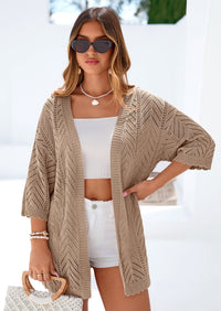 PRETTYGARDEN Summer Cardigan Sweaters for Women Lightweight  Short Sleeve Knit Coverup Spring Beach Vacation Clothes PRETTYGARDEN