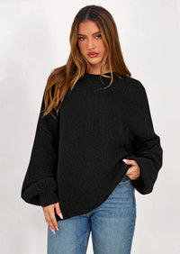 PRETTYGARDEN Sweaters for Women Fall Chunky Knit Long Sleeve Crew Neck Oversized Pullover Tops Winter Fashion Clothing