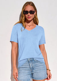 PRETTYGARDEN Womens Short Sleeve Sweater V Neck Trendy Pullover Tops Summer Spring Loose Lightweight Casual Blouse PRETTYGARDEN