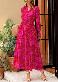 PRETTYGARDEN Women's Floral Maxi Dress Spring Long Sleeve V Neck Casual A Line Long Flowy Boho Party Dresses