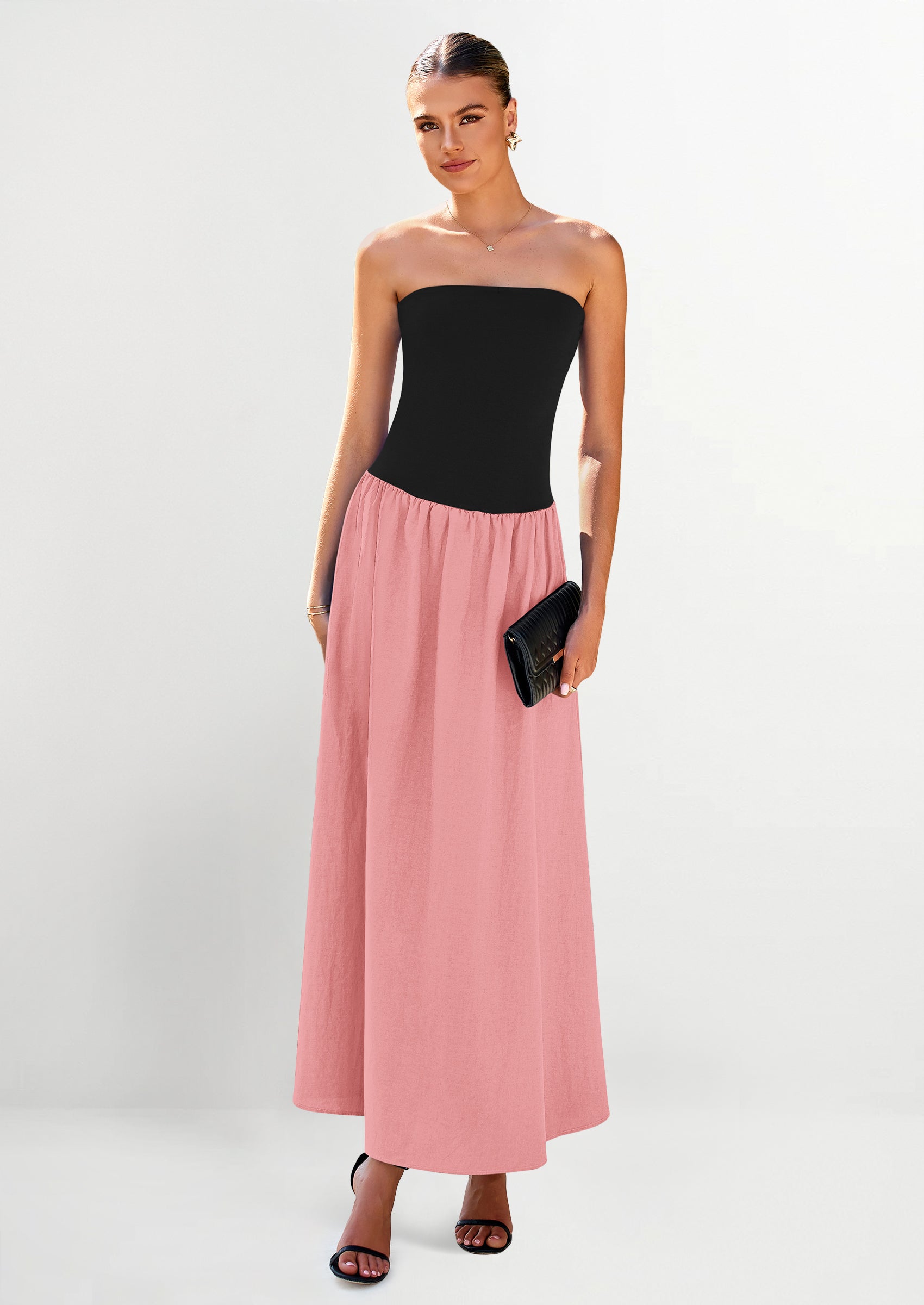 PRETTYGARDEN Women Strapless Elegant Going Out Maxi Dresses