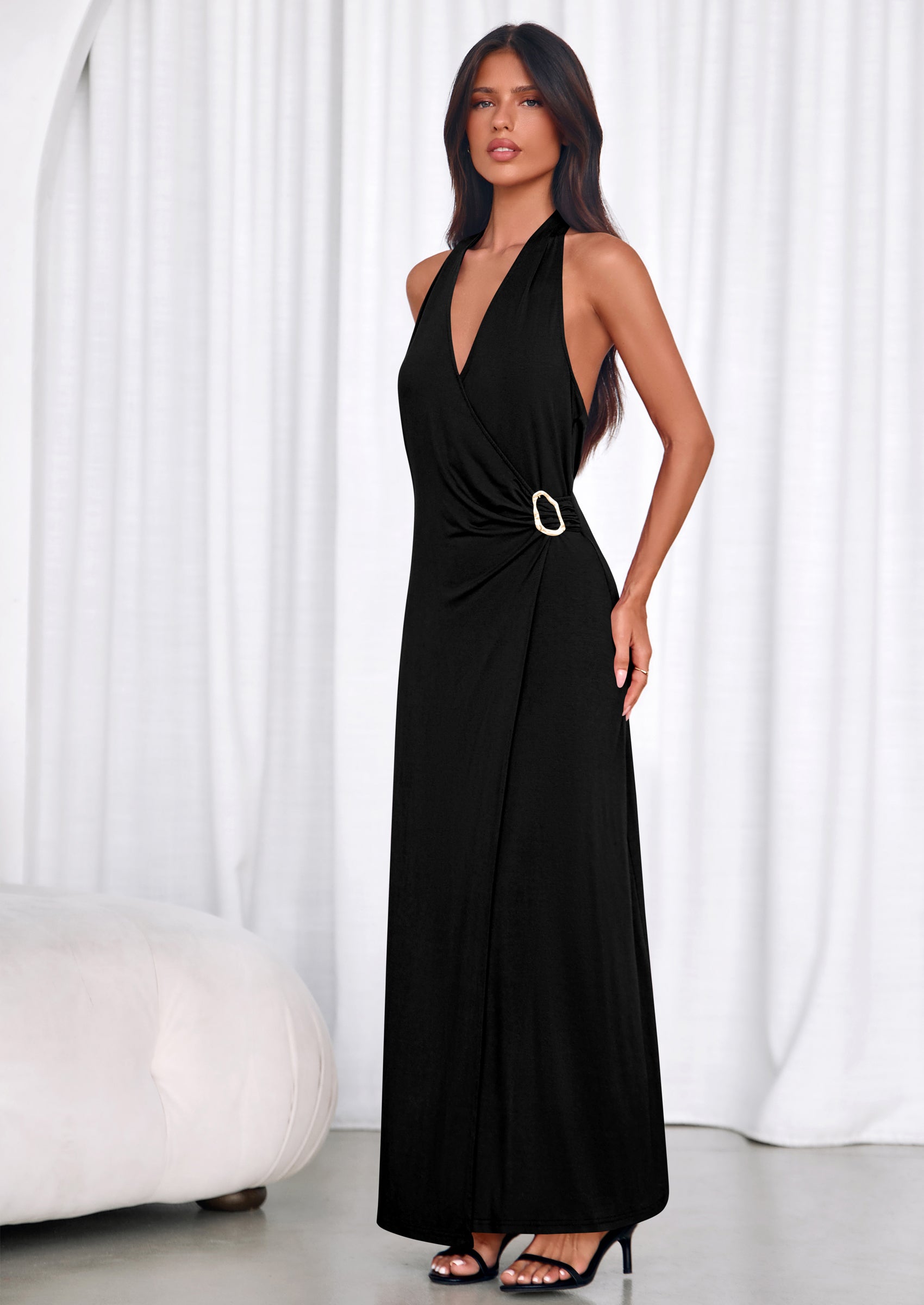 PRETTYGARDEN Womens Summer Halter Dresses Elegant Classy V Neck Backle PRETTYGARDEN Womens Summer Halter Dresses Elegant Classy V Neck Backle