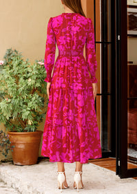 PRETTYGARDEN Women's Floral Maxi Dress Spring Long Sleeve V Neck Casual A Line Long Flowy Boho Party Dresses