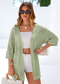 PRETTYGARDEN Summer Cardigan Sweaters for Women Lightweight  Short Sleeve Knit Coverup Spring Beach Vacation Clothes PRETTYGARDEN