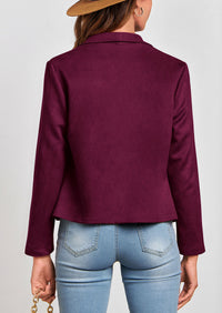 PRETTYGARDEN Women's Faux Suede Jackets Fashion Fall Clothes Long Sleeve Open Front Cropped Coat Outwear