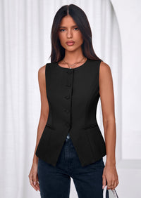 PRETTYGARDEN Womens Vests Top Trendy 2026 Spring Sleeveless Blazer Suit Summer Business Casual Work Button Down Waistcoat PRETTYGARDEN