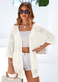 PRETTYGARDEN Summer Cardigan Sweaters for Women Lightweight  Short Sleeve Knit Coverup Spring Beach Vacation Clothes PRETTYGARDEN
