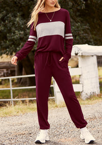 PRETTYGARDEN Women's Color Block 2 Piece Spring Tracksuit Crewneck Long Sleeve Tops Long Sweatpants Outfits Lounge Sets