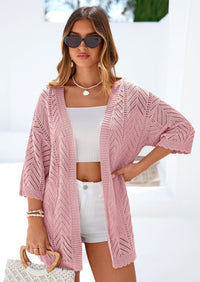 PRETTYGARDEN Summer Cardigan Sweaters for Women Lightweight  Short Sleeve Knit Coverup Spring Beach Vacation Clothes PRETTYGARDEN