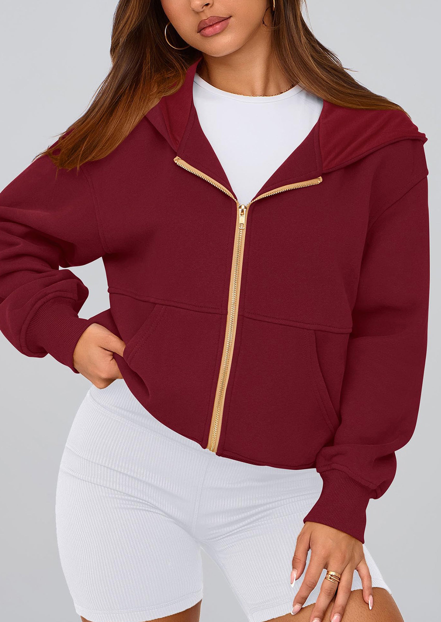 PRETTYGARDEN Hoodies For Women Sweatshirt Zip Up Hoodie Fall Fashion Trendy Long Sleeve Jackets Winter Clothing Outfits