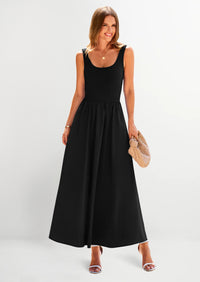 PRETTYGARDEN Womens Summer Casual Scoop Neck Sleeveless Long Dresses Tank Top Patchwork Aline Swing Maxi Dress with Pockets