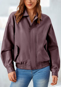 PRETTYGARDEN Women's Faux Leather Motorcycle Jacket Trendy Fall Spring Clothes Oversized Zip Up Winter Coat Outerwear