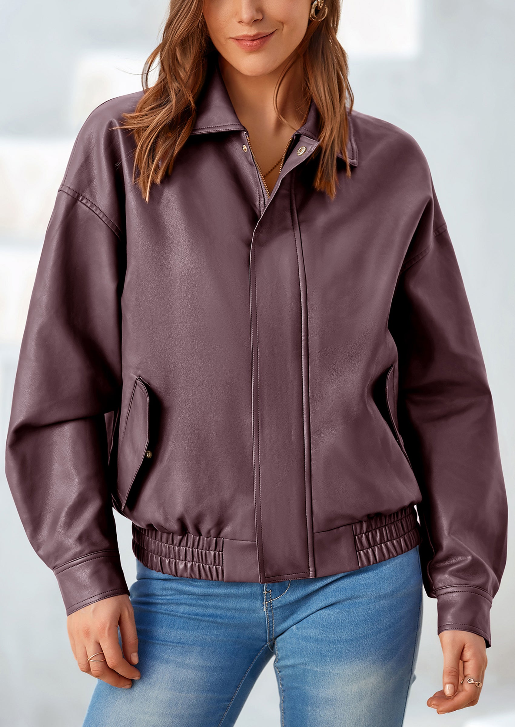 PRETTYGARDEN Women's Faux Leather Motorcycle Jacket Trendy Fall Spring Clothes Oversized Zip Up Winter Coat Outerwear