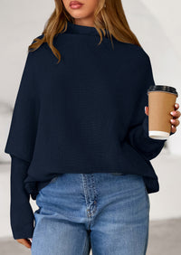 PRETTYGARDEN Womens Sweaters Fall Fashion Casual Loose Turtleneck Batwing Long Sleeve Knit Sweater Pullover Tops