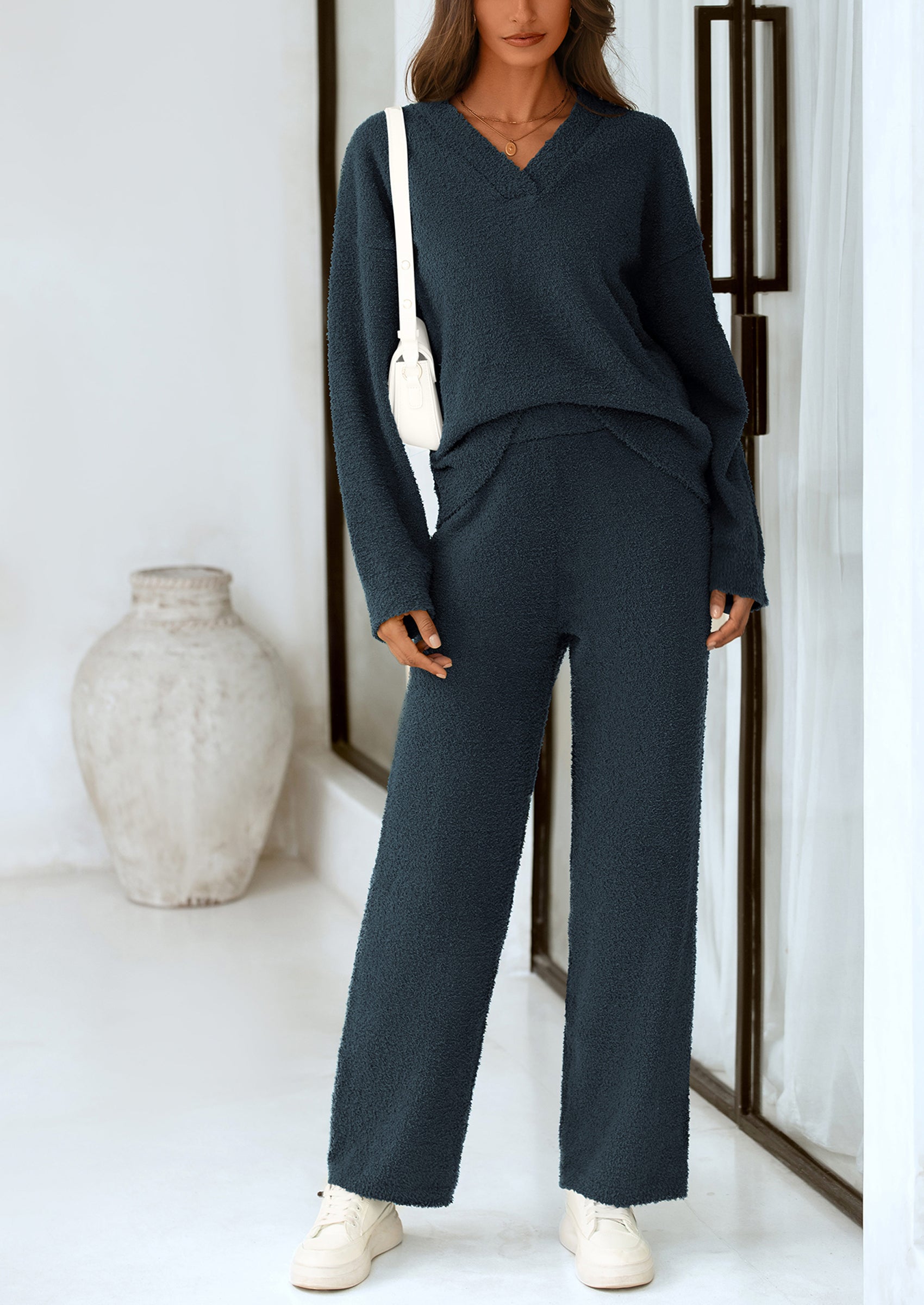 PRETTYGARDEN Lounge Sets for Women Two Piece Sweaters Pajama Set Fall Fashion Loungewear Outfits Matching Winter Clothes