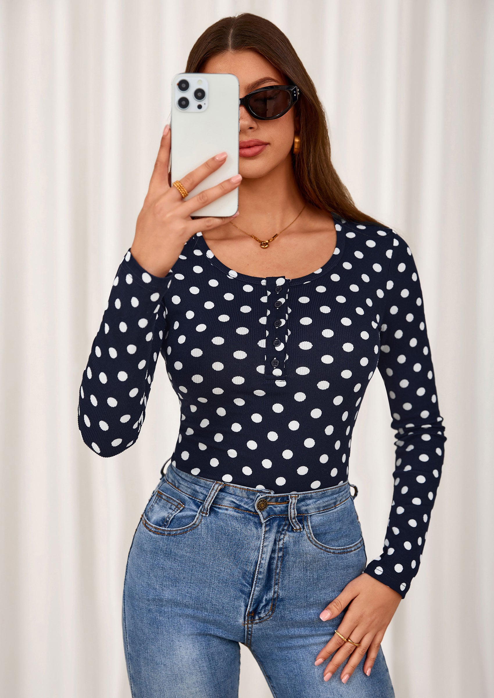 PRETTYGARDEN Women's Fall Long Sleeve Henley T Shirts Button Ribbed Knit Slim Fit Basic Tops Blouse Casual Outfits