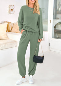 KIRUNDO Lounge Sets for Women Travel Airport Outfits Lightweight Tops Drawstring Pants Tracksuit Jogger Set Postpartum