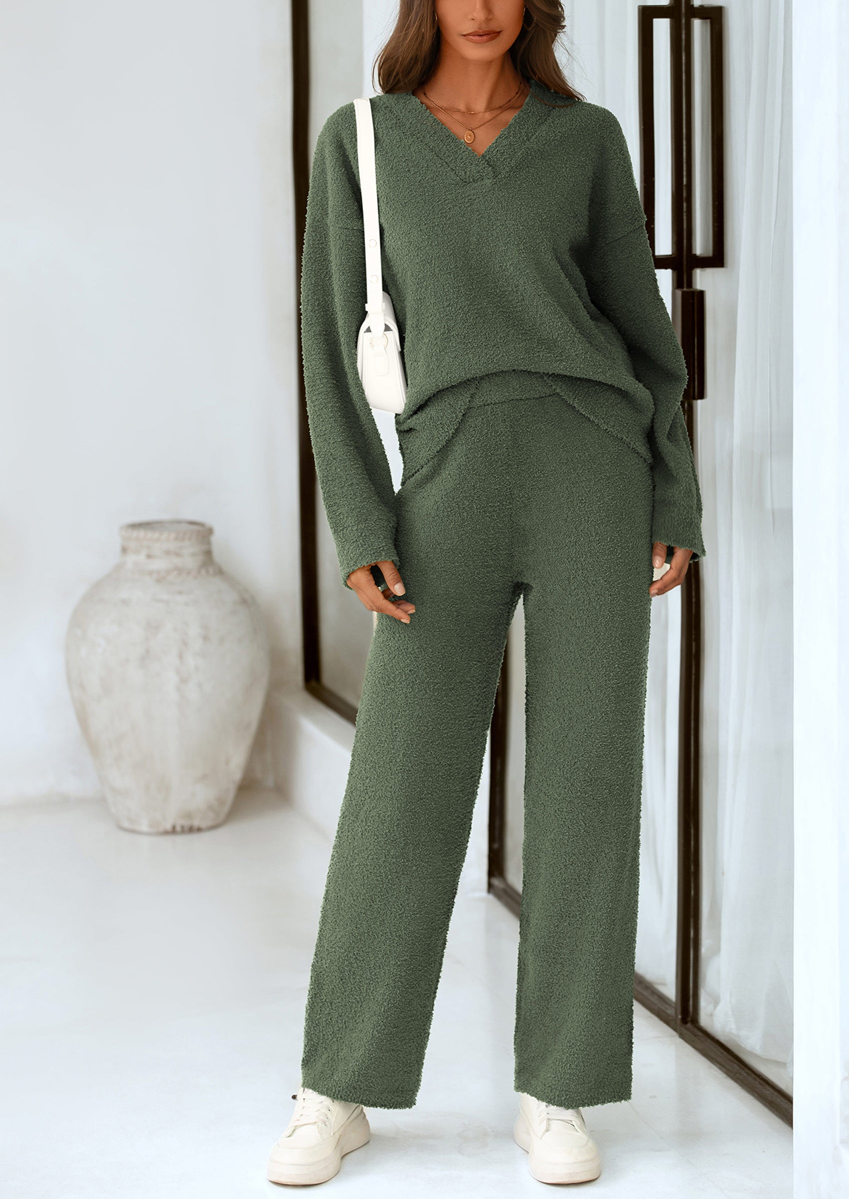 PRETTYGARDEN Lounge Sets for Women Two Piece Sweaters Pajama Set Fall Fashion Loungewear Outfits Matching Winter Clothes