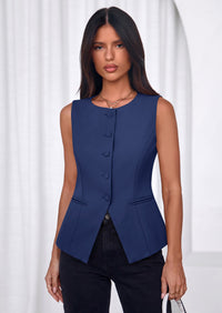 PRETTYGARDEN Womens Vests Top Trendy 2026 Spring Sleeveless Blazer Suit Summer Business Casual Work Button Down Waistcoat PRETTYGARDEN