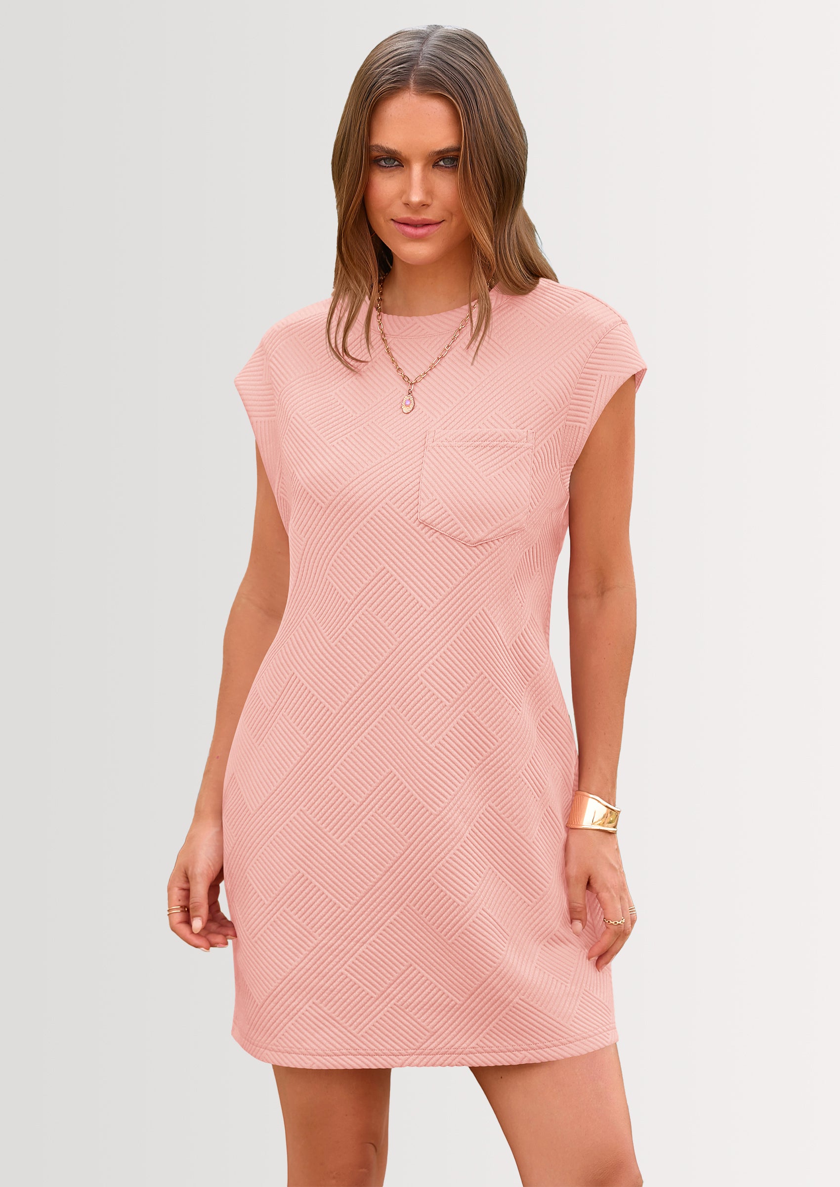 PRETTYGARDEN Women's Summer Short T Shirt Dress Cap Sleeve Crew Neck Casual Loose Basic Mini Dresses