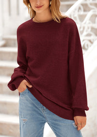 PRETTYGARDEN Women's Fall Sweaters Casual Crew Neck Long Sleeve Pullover Tops Ribbed Knit Loose Fit Winter Clothes