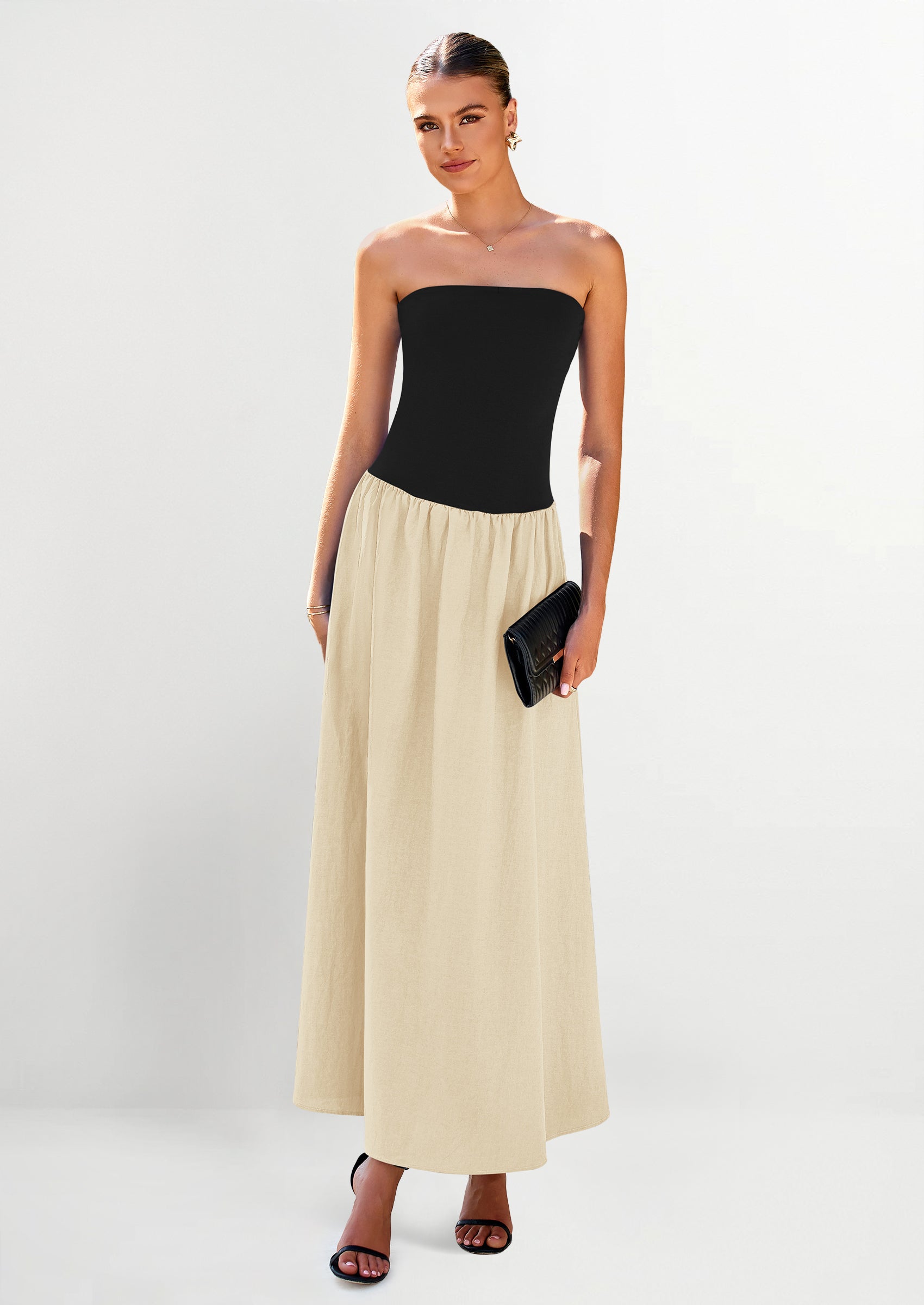 PRETTYGARDEN Women Strapless Elegant Going Out Maxi Dresses