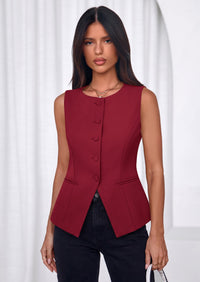 PRETTYGARDEN Womens Vests Top Trendy 2026 Spring Sleeveless Blazer Suit Summer Business Casual Work Button Down Waistcoat PRETTYGARDEN