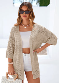 PRETTYGARDEN Summer Cardigan Sweaters for Women Lightweight  Short Sleeve Knit Coverup Spring Beach Vacation Clothes PRETTYGARDEN