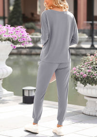 PRETTYGARDEN Lounge Outfit Long Sleeve Crewneck Pullover Tops High Waisted Pants Set Tracksuit