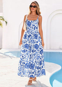 PRETTYGARDEN Womens Spring Boho Maxi Dress Eyelet Floral Long Flowy Sundresses Summer Beach Vacation Clothes PRETTYGARDEN