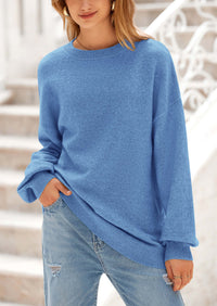 PRETTYGARDEN Women's Fall Sweaters Casual Crew Neck Long Sleeve Pullover Tops Ribbed Knit Loose Fit Winter Clothes