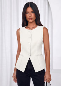 PRETTYGARDEN Womens Vests Top Trendy 2026 Spring Sleeveless Blazer Suit Summer Business Casual Work Button Down Waistcoat PRETTYGARDEN